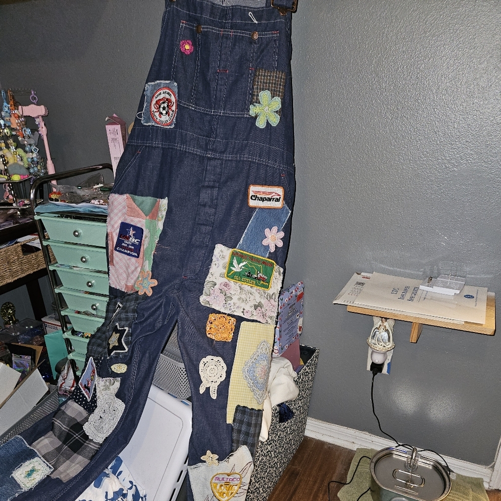 Free People Eclectic Overalls Multicolor Patchwork Overalls